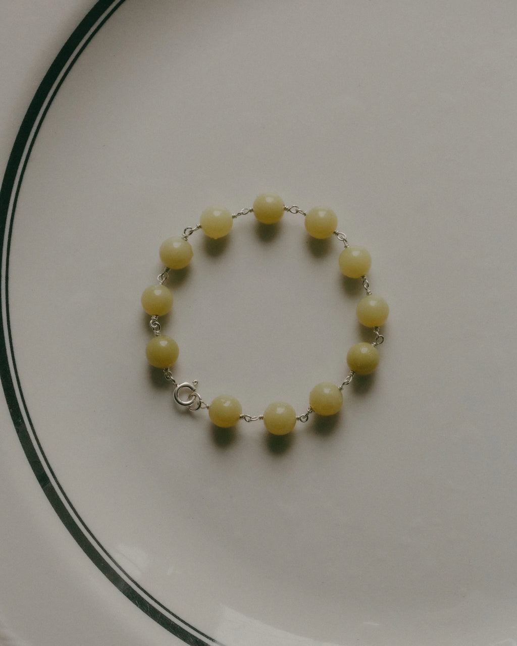 Emily Georgina Jones Jewellery Lemon Jasper Sterling Silver Beaded Bracelet