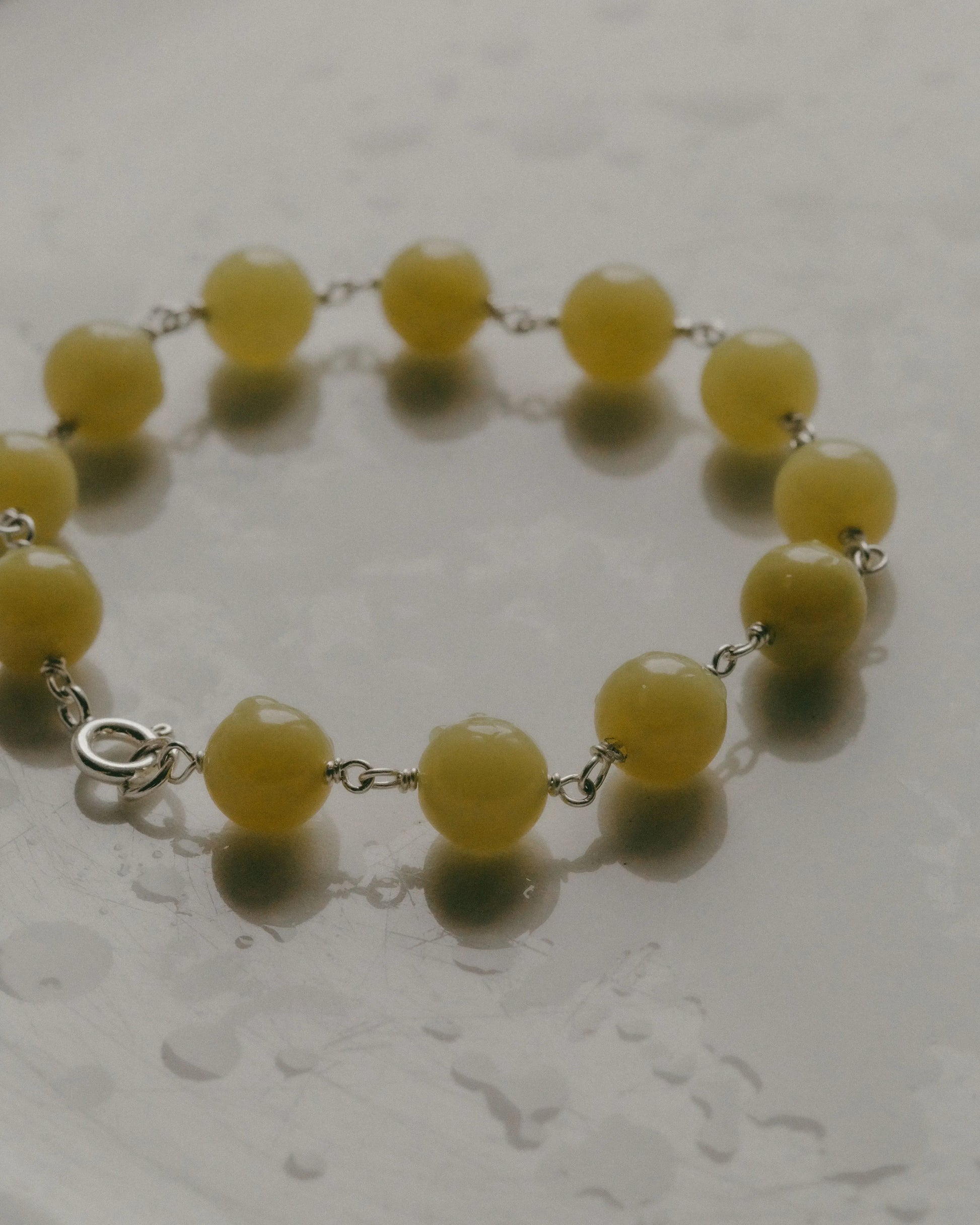Emily Georgina Jones Jewellery Lemon Jasper Sterling Silver Beaded Bracelet