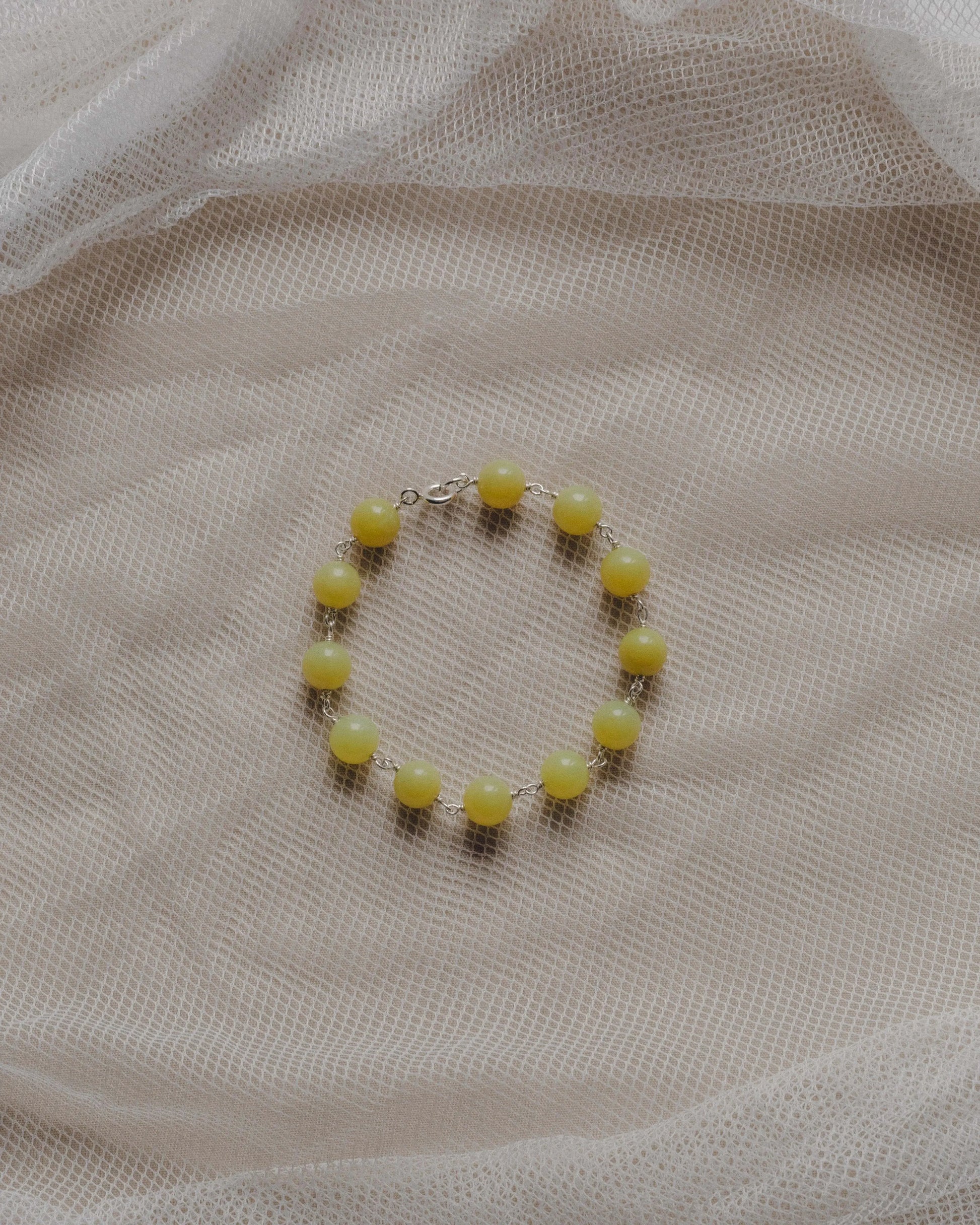 Emily Georgina Jones Jewellery Lemon Jasper Sterling Silver Beaded Bracelet