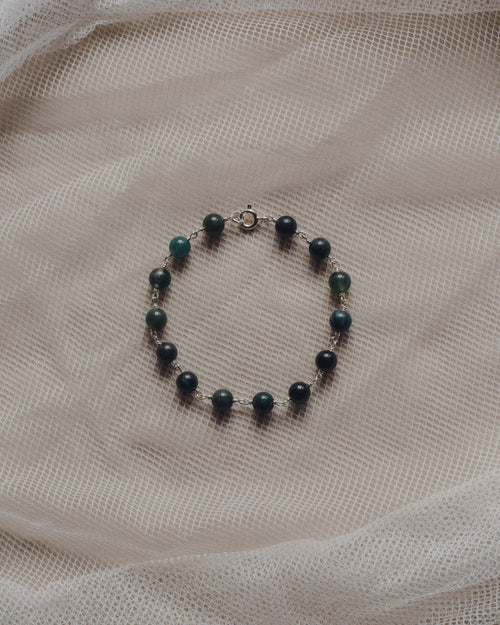 Emily Georgina Jones Jewellery Moss Agate Sterling Silver Beaded Bracelet