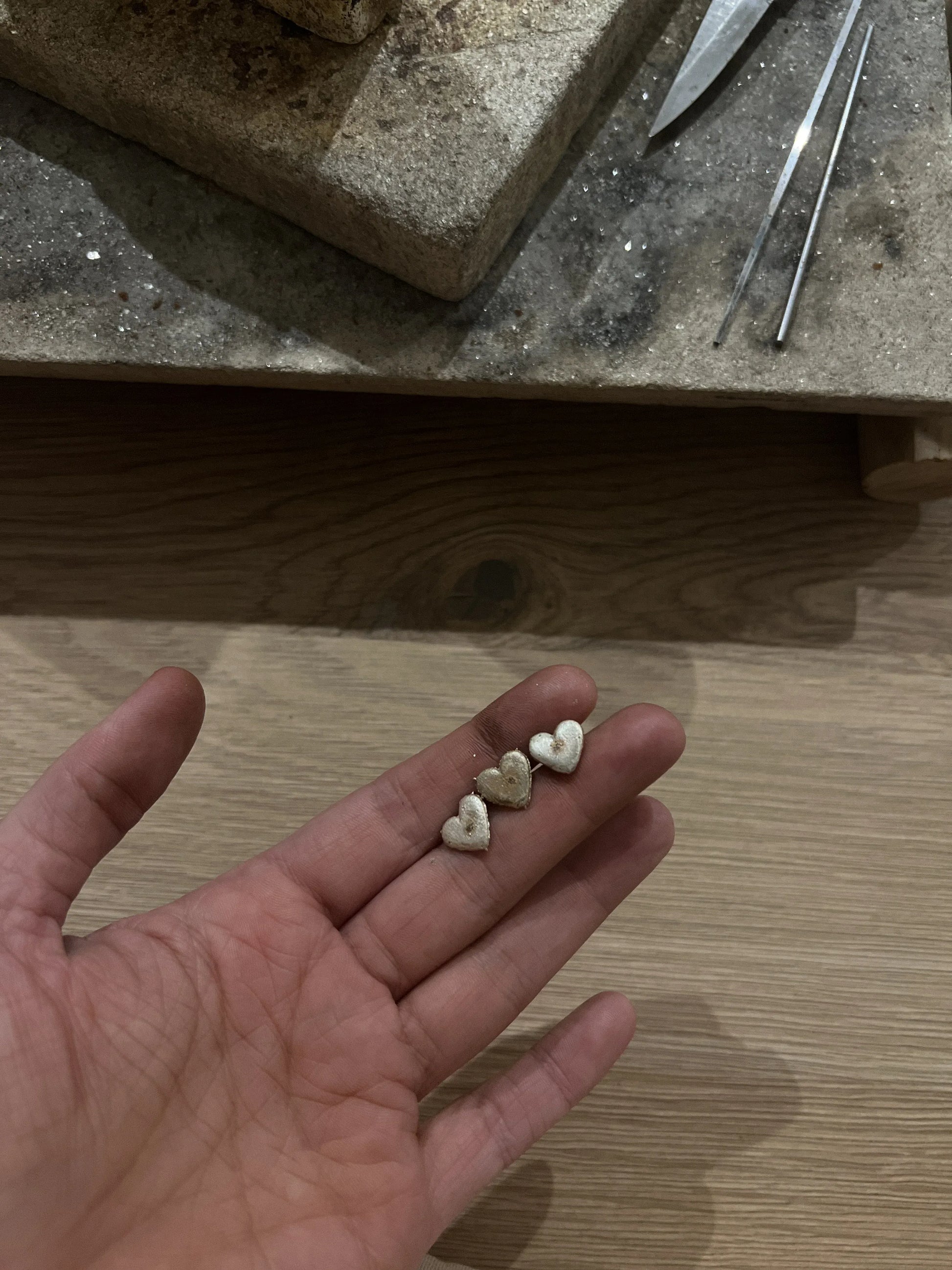 Emily Georgina Jones Jewellery Votive Heart Earrings in Silver