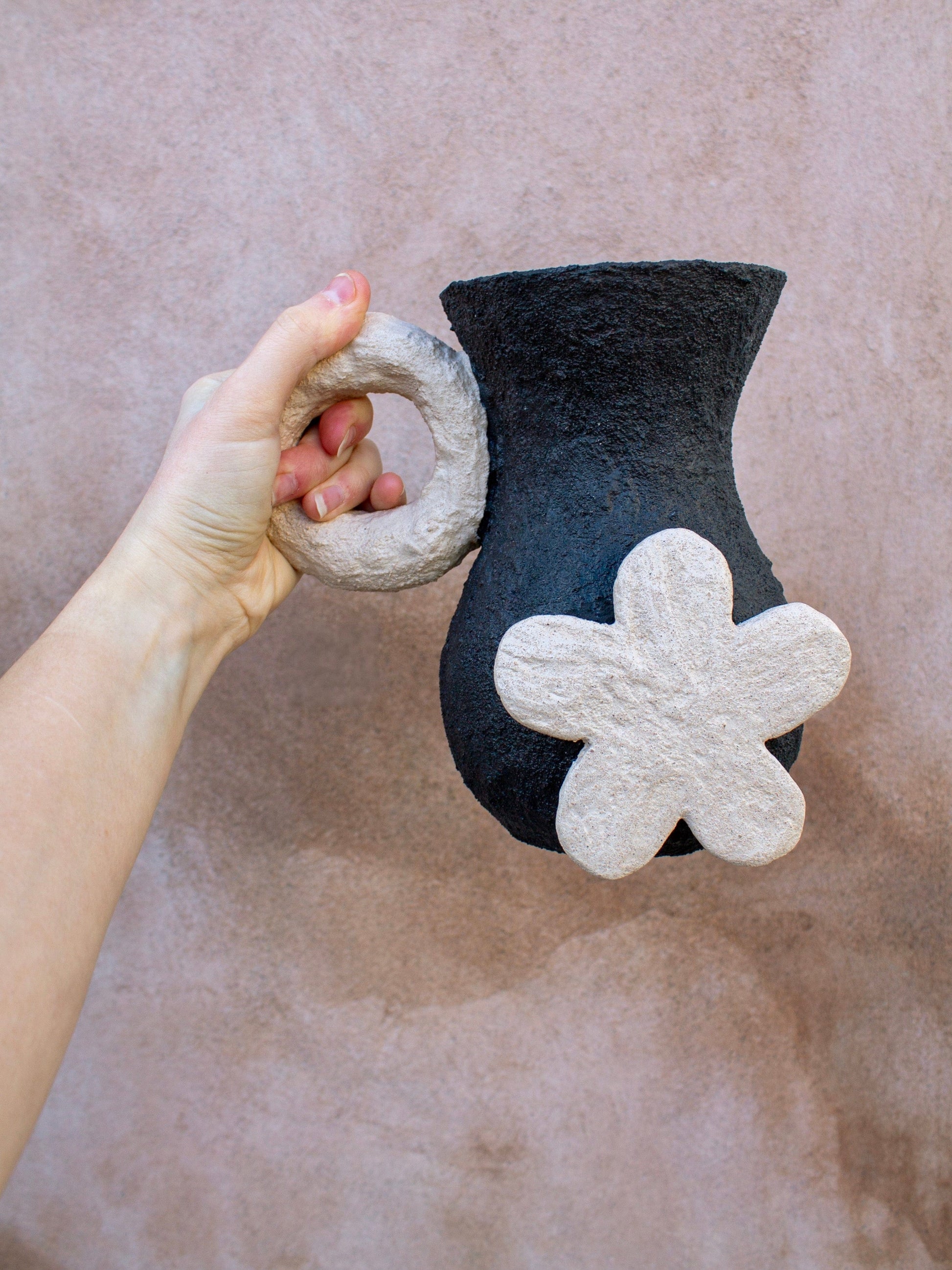 july studio vase Black & Beige Floral Vase