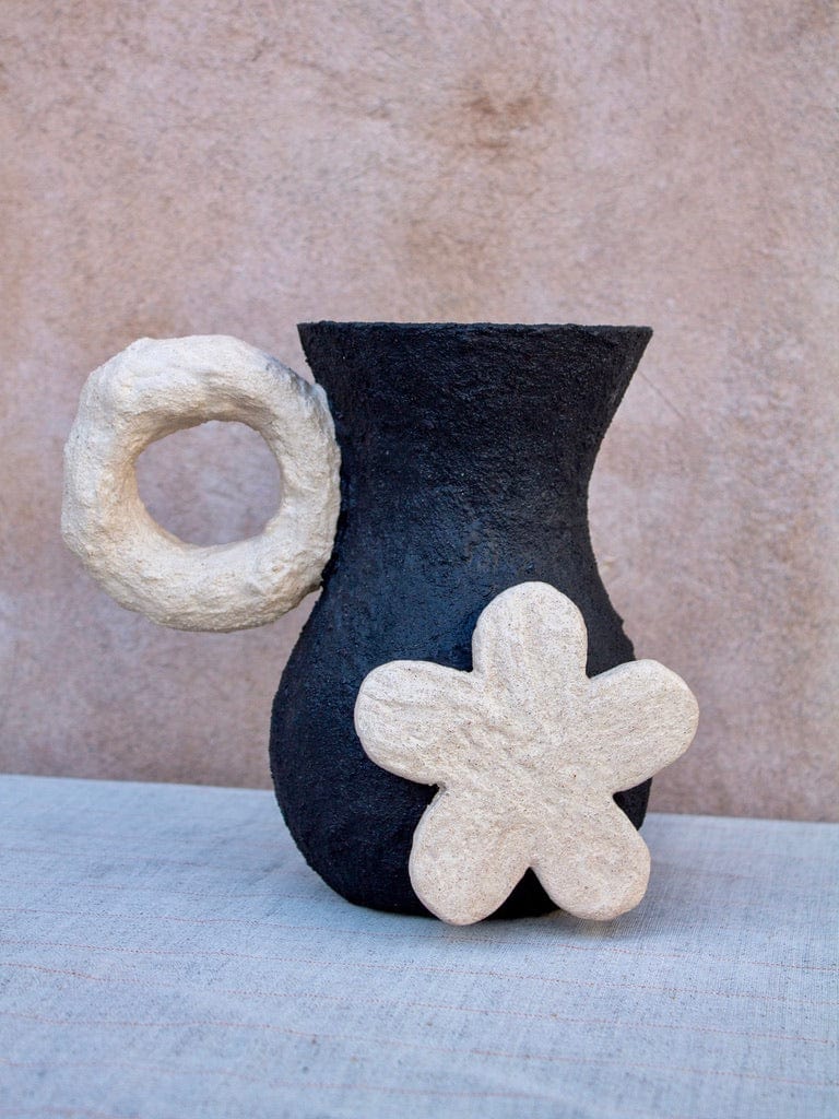 july studio vase Black & Beige Floral Vase